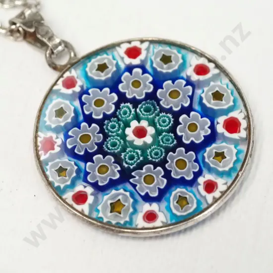 silver murano necklace stamped 925 chain not marked