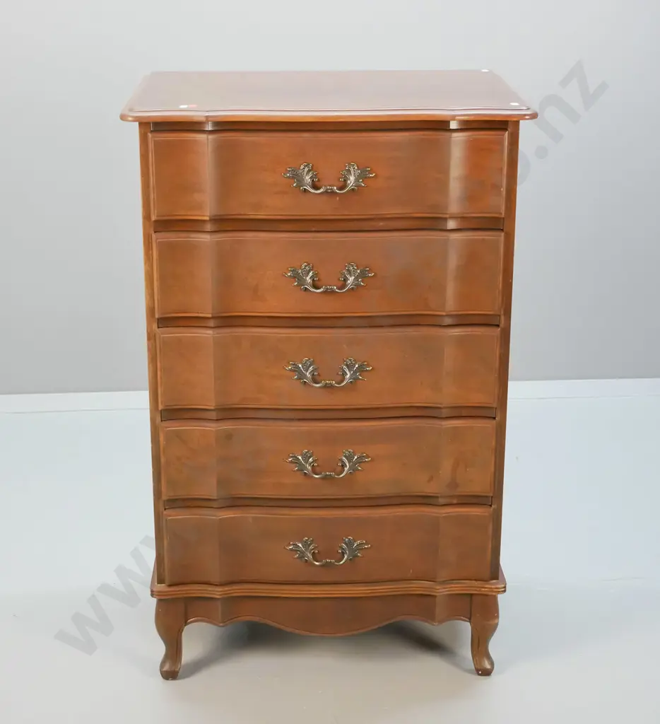 mahogany period-style cab-leg 6-drawer tallboy - polish needs attention H-1030 W-660 D-440 Image 1++