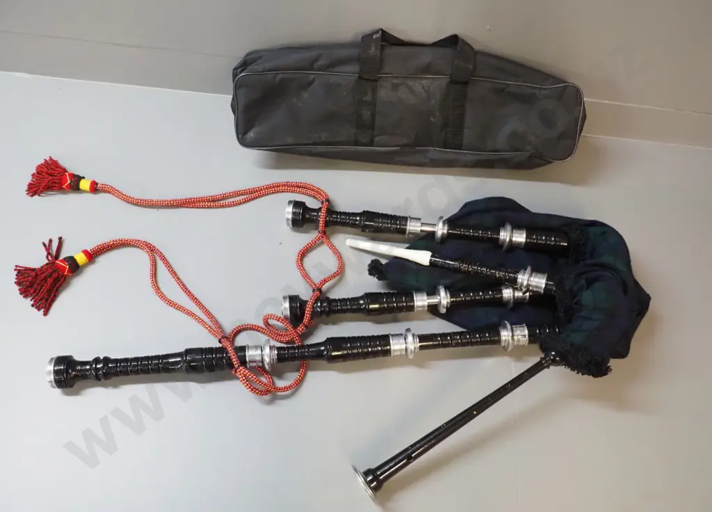 set of bagpipes in black carry bag Image 1++