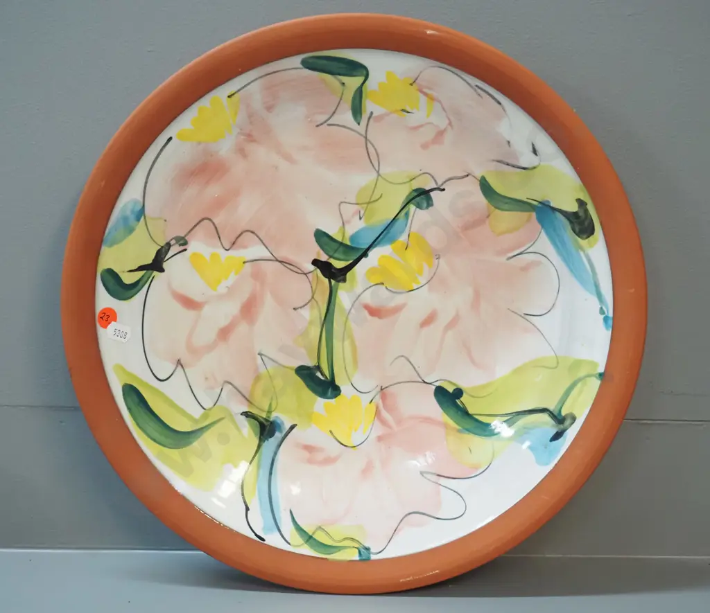 Royce McGlashen studio pottery terracotta plate with glazed centre design D-375 Image 1++