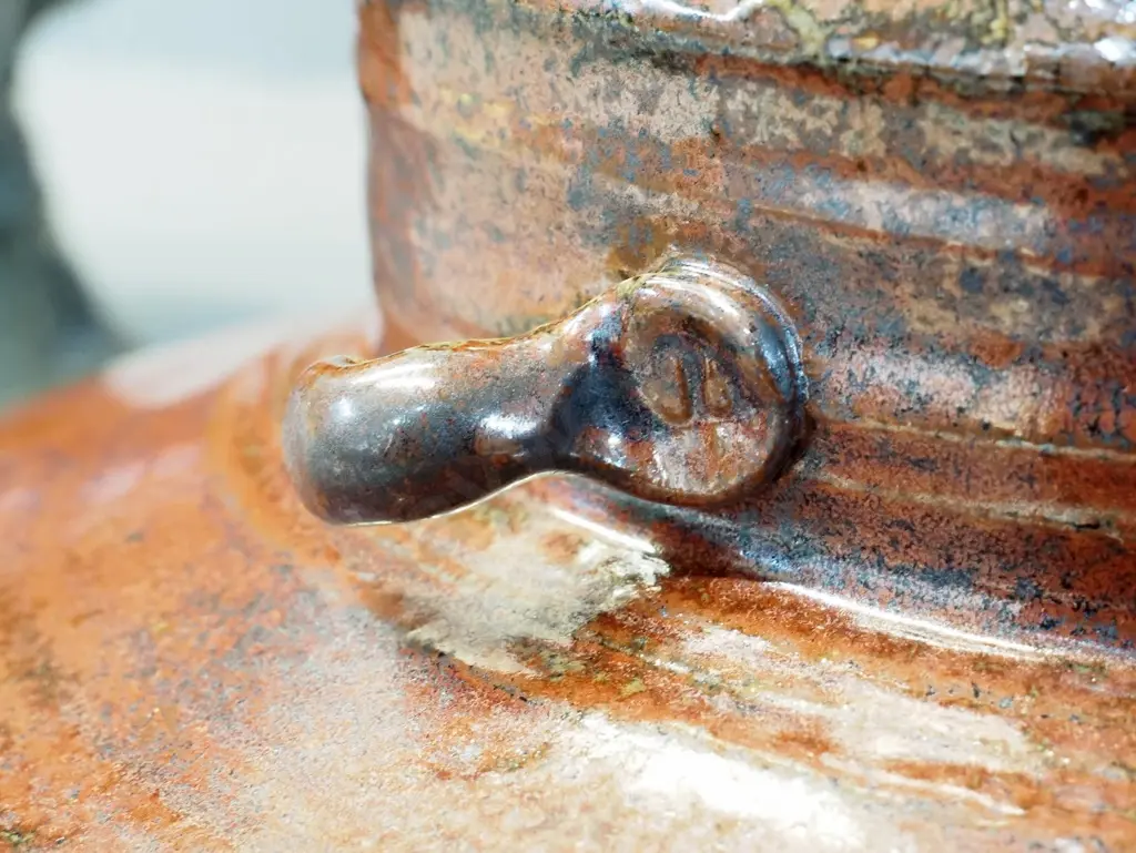 studio pottery 2-piece water feature fountain - unknown maker's mark. Needs new pump H-420 D-500 Image 1++