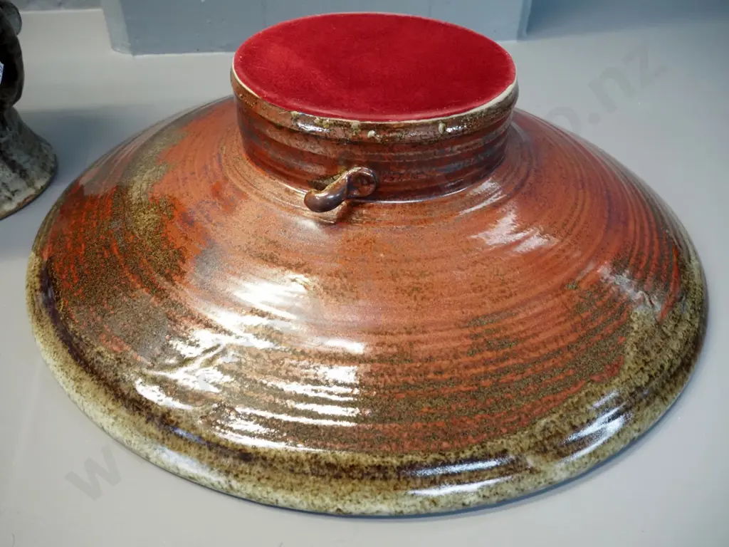 studio pottery 2-piece water feature fountain - unknown maker's mark. Needs new pump H-420 D-500 Image 1++