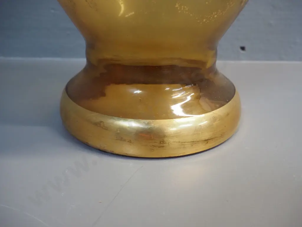 large gold glass vase with gilt romance scene decoration H-440 Image 1++