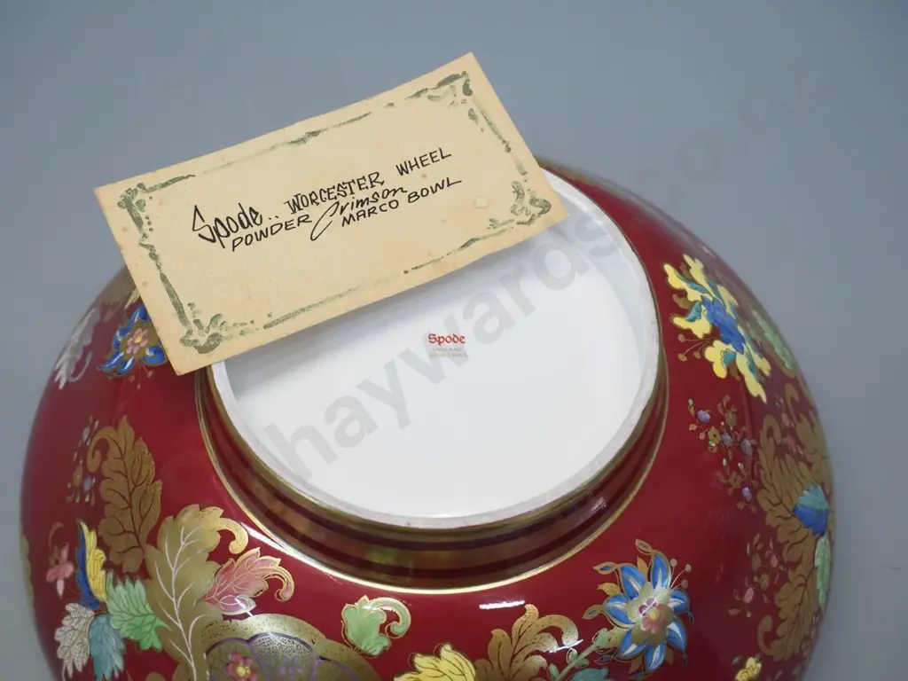 Spode 'Worcester Wheel' crimson Marco bowl H-130 D-260 Image 1++