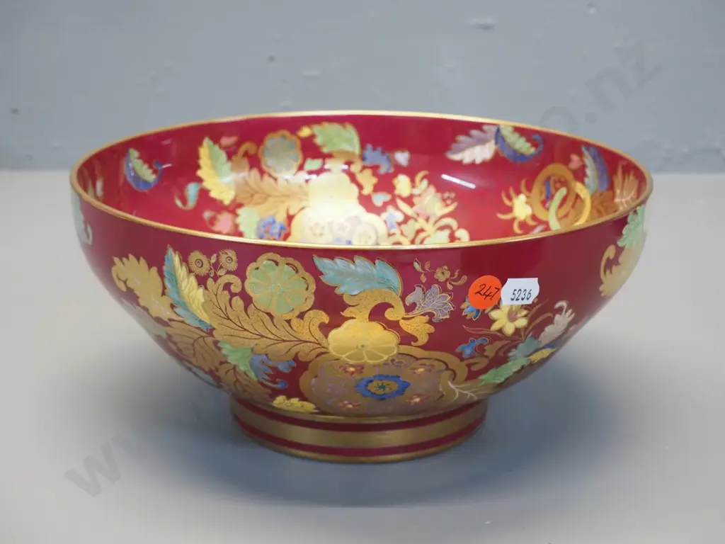 Spode 'Worcester Wheel' crimson Marco bowl H-130 D-260 Image 1++