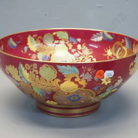 Spode 'Worcester Wheel' crimson Marco bowl H-130 D-260