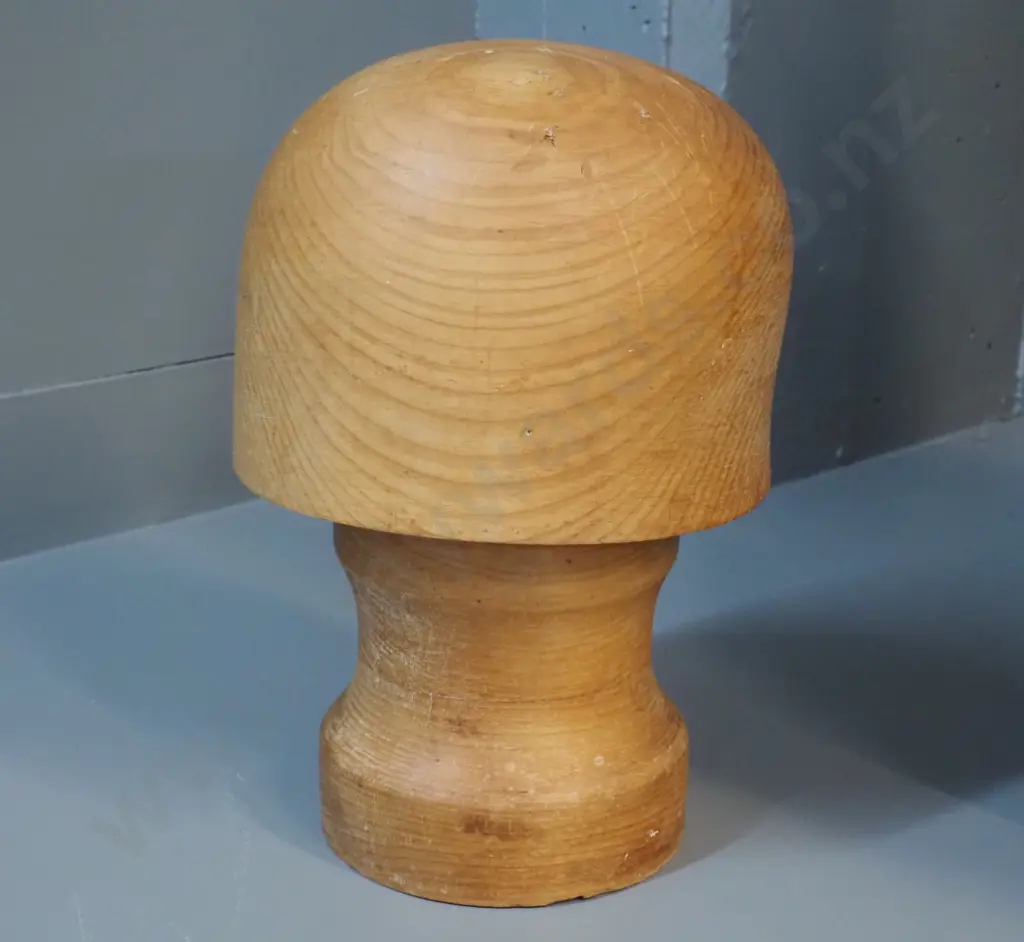 timber 2-piece hat block - marked Williamson Dunedin, size 23 1/2 - H-300 Image 1++