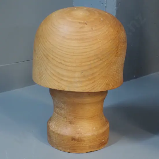 timber 2-piece hat block - marked Williamson Dunedin, size 23 1/2 - H-300