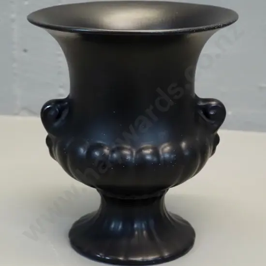 Crown Lynn black glaze urn vase number 608. H-170 D-145 at rim