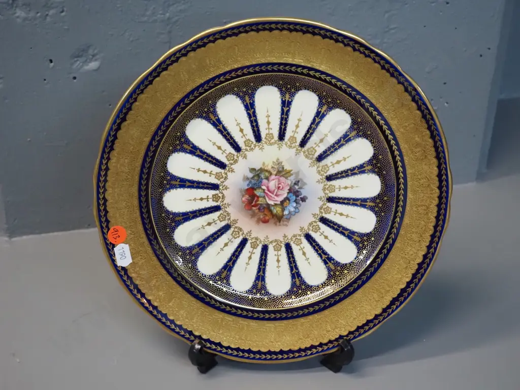 Aynsley hand-painted bone china cabinet plate - signed L.A. Bailey D-265 Image 1++