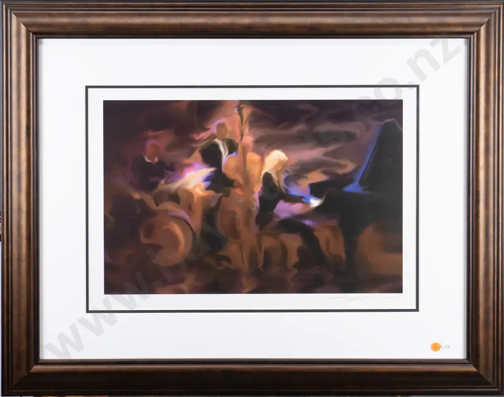 Steve Bloom - framed seriolithograph - pianist H-290 W-430 Image 1++