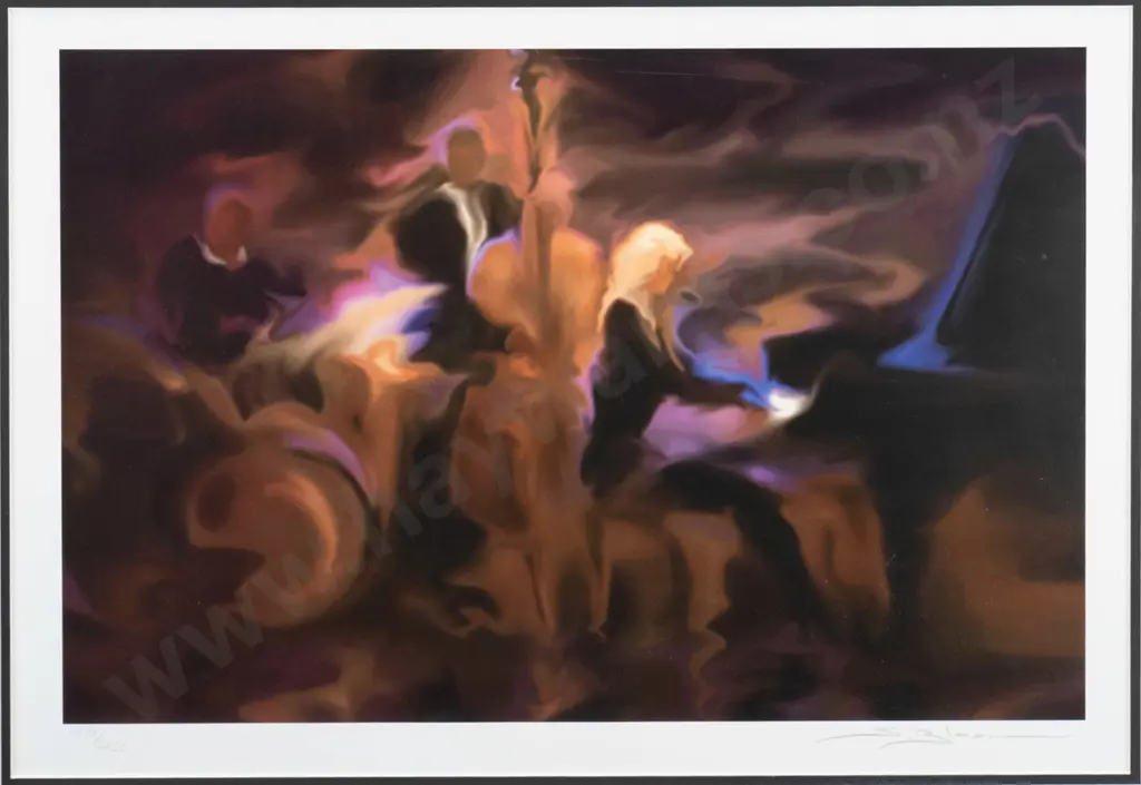 Steve Bloom - framed seriolithograph - pianist H-290 W-430 Image 1++