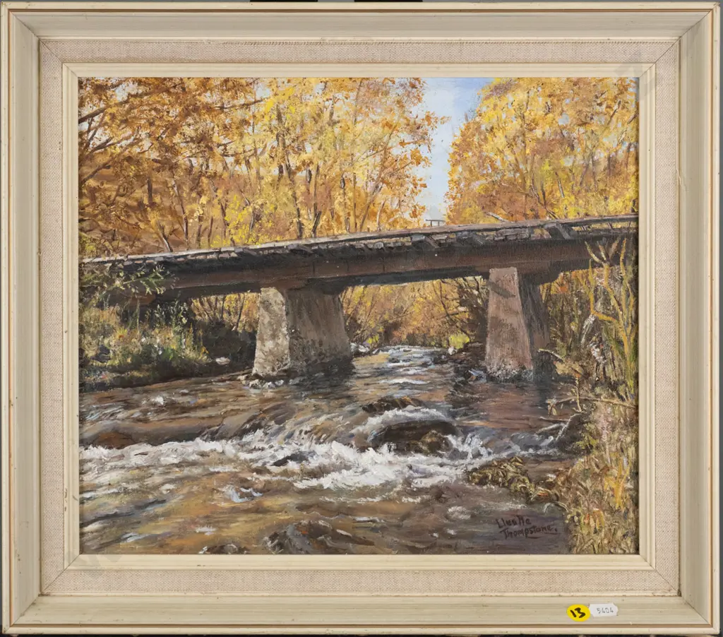 Lisette Thompstone - framed oil - Old Faithful Bridge Lindis H-290 W-330 Image 1++