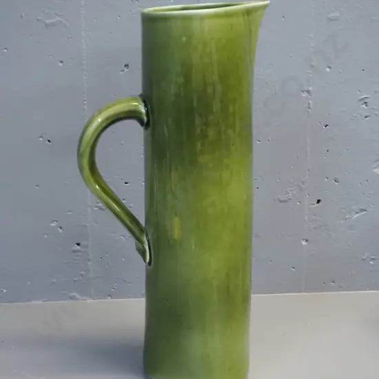 Bob Steiner ceramics olive green glaze tall jug H-400 W-190