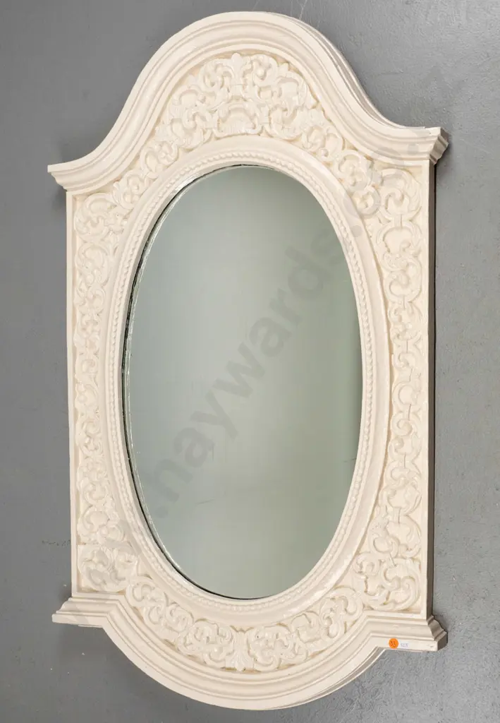 white painted composite framed wall mirror H-970 W-600 Image 1++