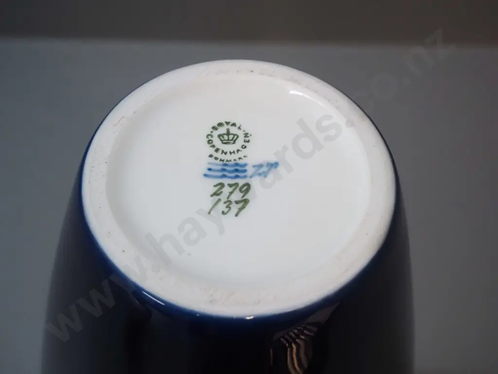 large Royal Copenhagen cobalt & apple blossom vase No 279-137 H-320 D-150 Image 1++