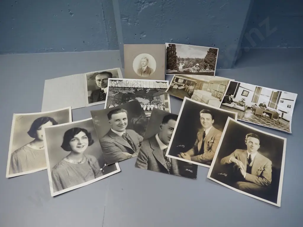 assorted vintage black & white photos - 8x10in portraits from Hollywood studios, James & Anderson Pty office, etc. Image 1++