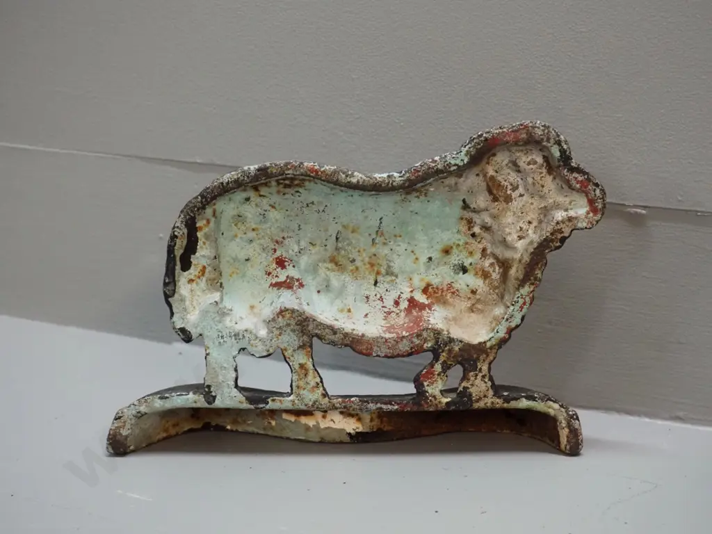 black painted cast iron ram door stop H-170 W-220 - some wear to finish Image 1++