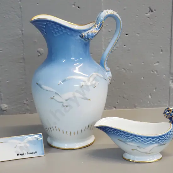 3 Bing & Grondahl seagull pattern items - large jug H-230 W-155, sauce boat and small plaque