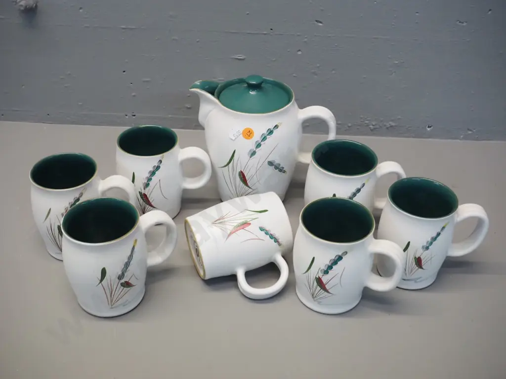 Denby Greenwheat coffee set - coffee pot H-170 and 7 mugs Image 1++