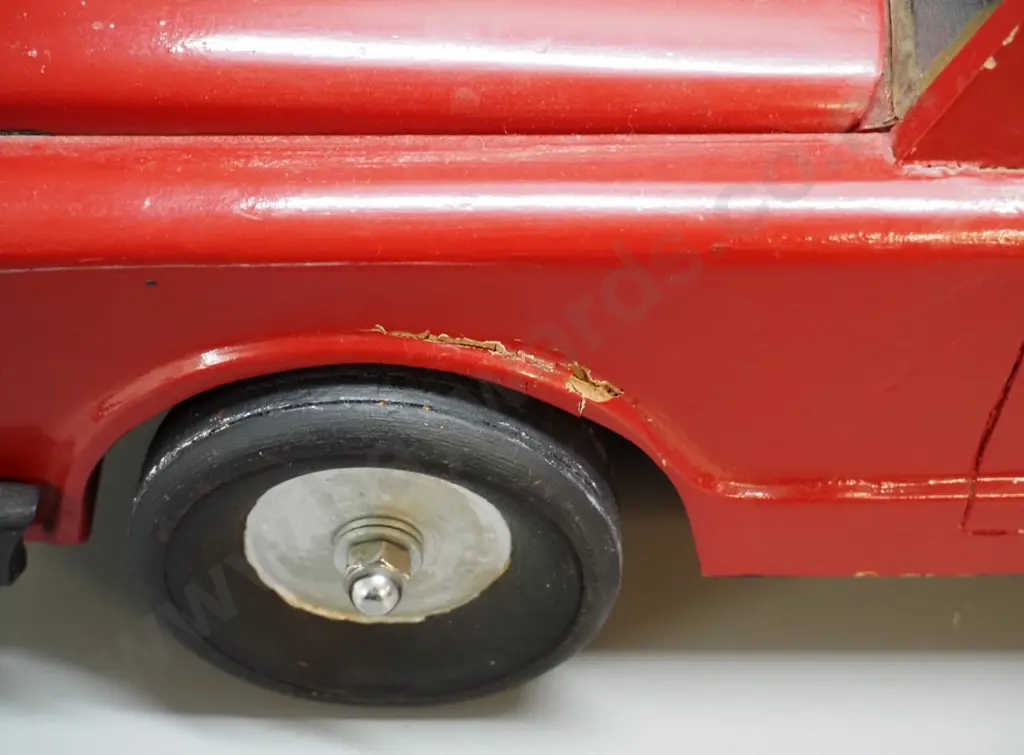 home-made painted wood toy station wagon with BMW logo - minor damage and wear H-190 L-590 W-210 Image 1++