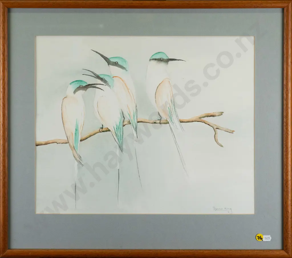 Donna King - framed watercolour - birds H-350 W-430 Image 1++