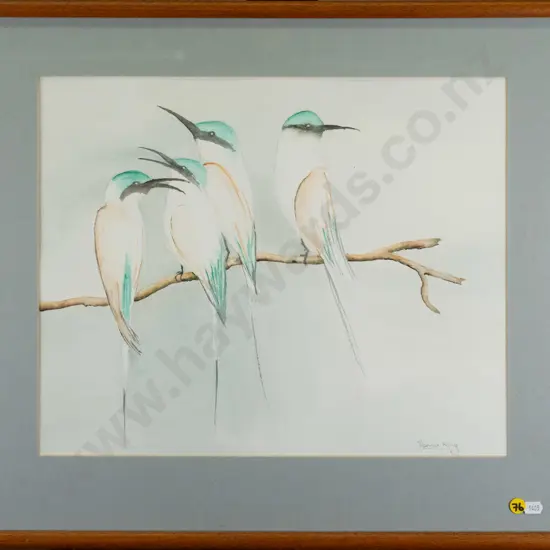 Donna King - framed watercolour - birds H-350 W-430