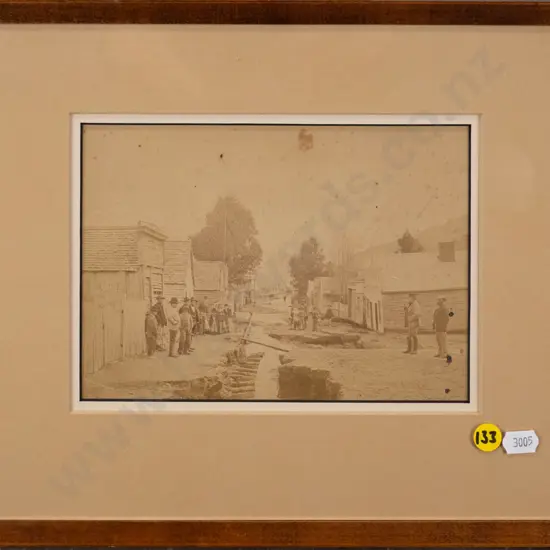 framed reproduction vintge photograph - Queenstown inundated by flood, Beach St 1878 H-130 W-190