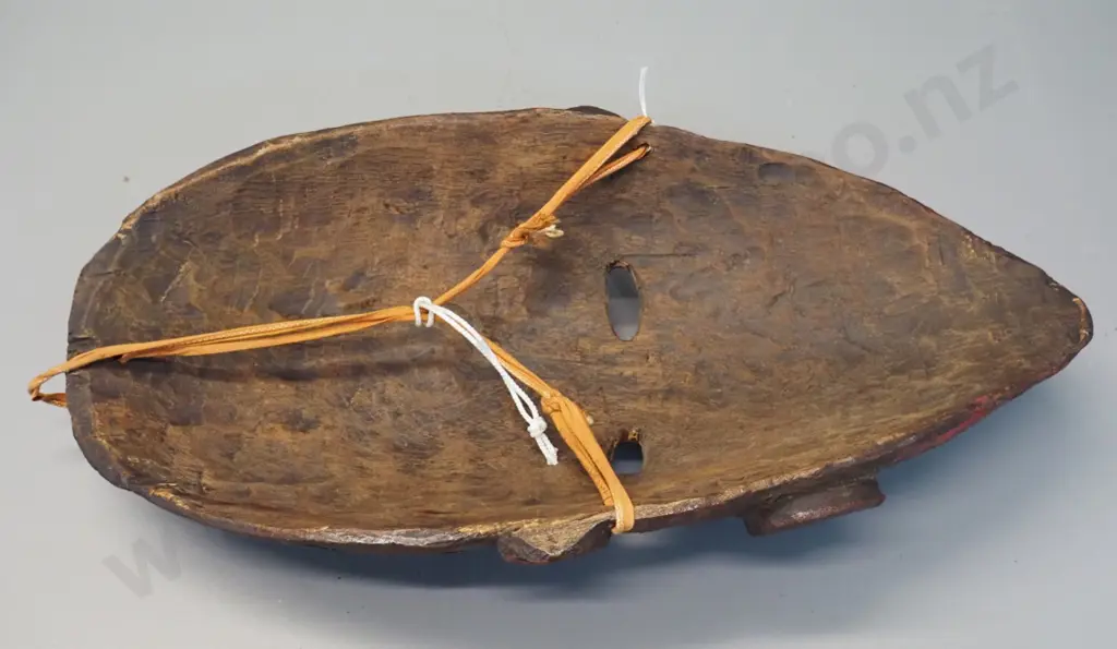 carved and painted timber wall hanging face mask from Papua New Guinea H-500 W-250 Image 1++