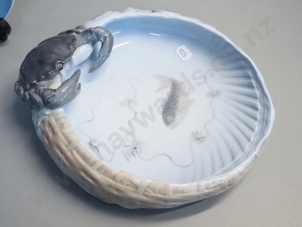 3 Royal Copenhagen dishes -  crab dish, bird duo, and dragonfly D-240 Image 1++