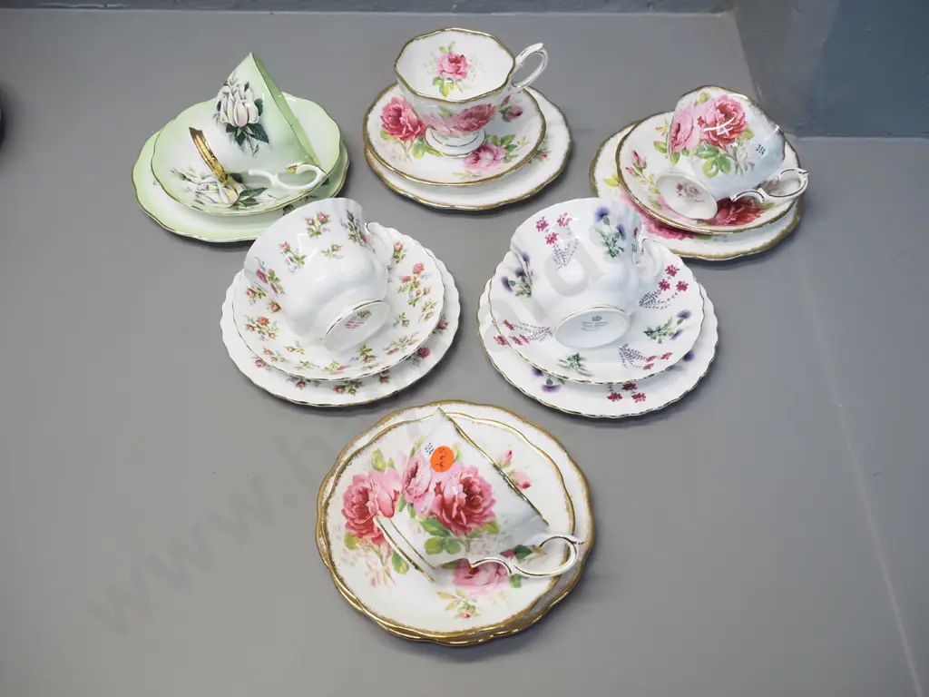 6 Royal Albert trios including 3 American Beauty, Winsome, Ullswater etc. Image 1++