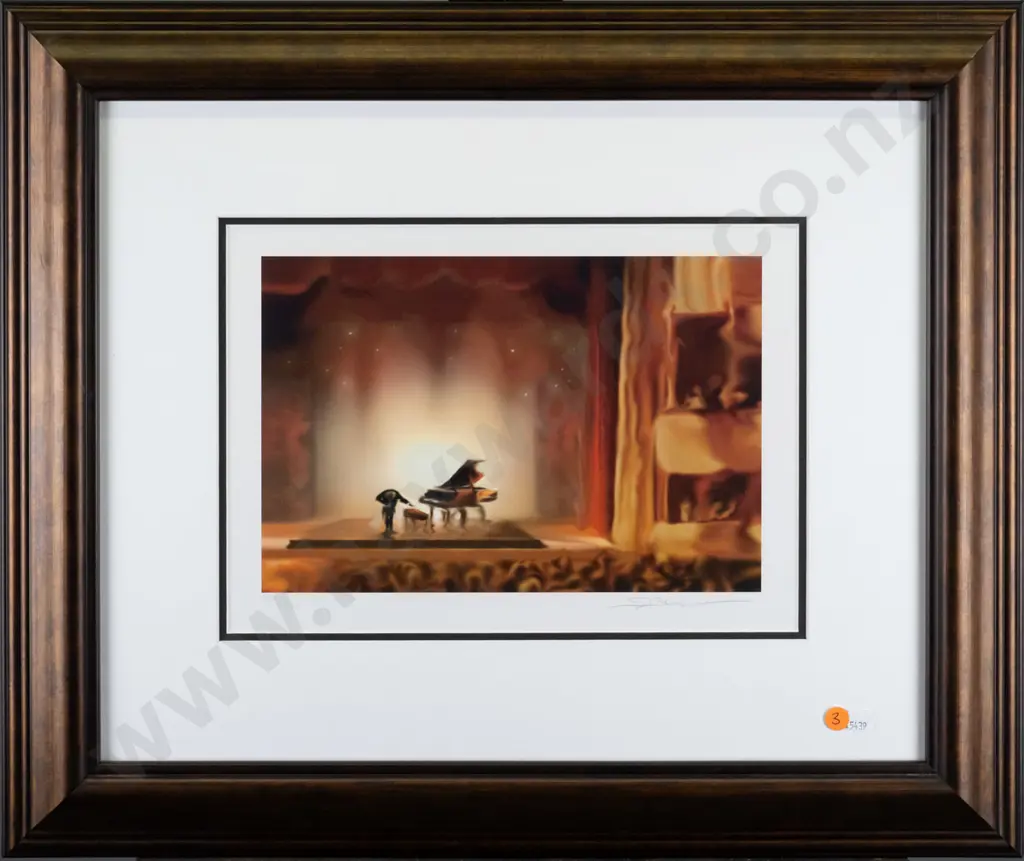 Steve Bloom - framed seriolithograph - pianist H-190 W-290 Image 1++