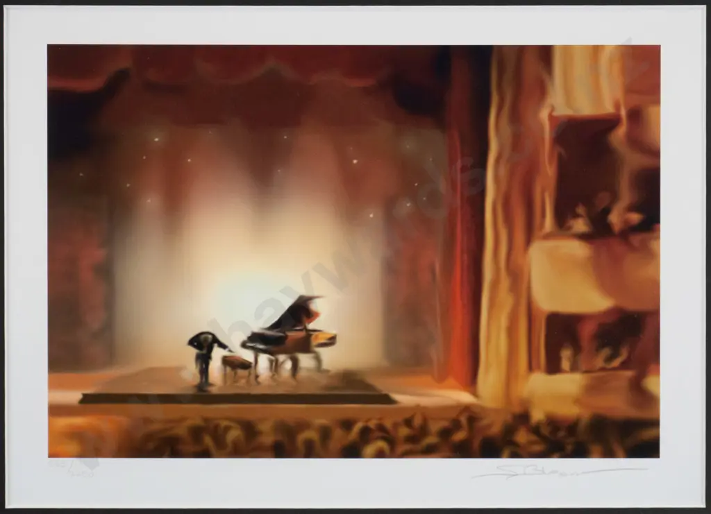 Steve Bloom - framed seriolithograph - pianist H-190 W-290 Image 1++