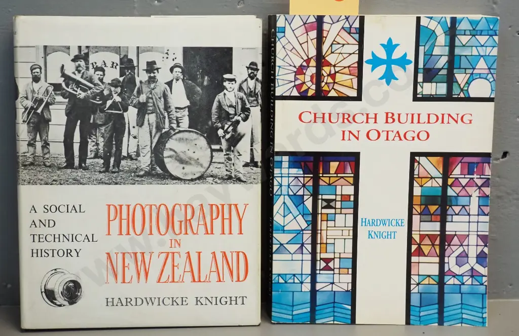 2 Hardwicke Knight history books: Photography in New Zealand and signed Church Building in Otago Image 1++