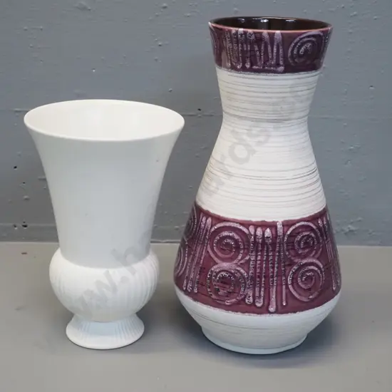 Wedgwood white vase and an Austrian pottery vase H-310