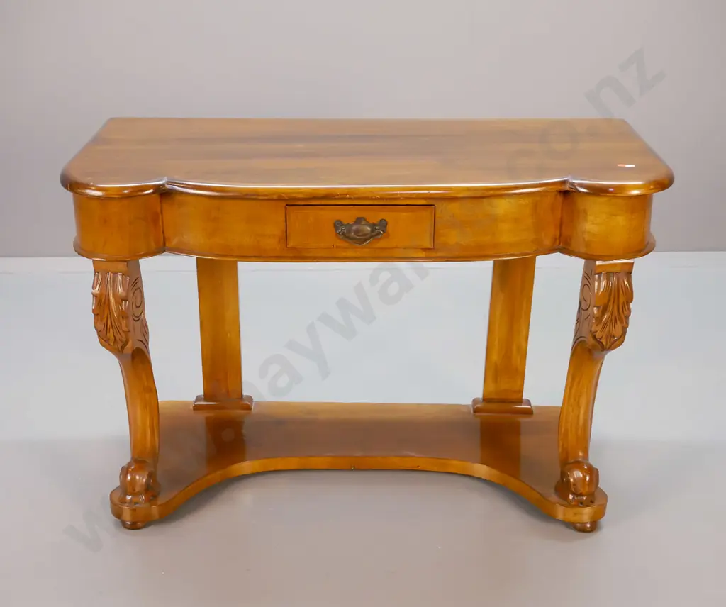 Victorian mahogany hall table with carved front legs, drawer w/ drop handle H-700 W-1080 D-490 Image 1++