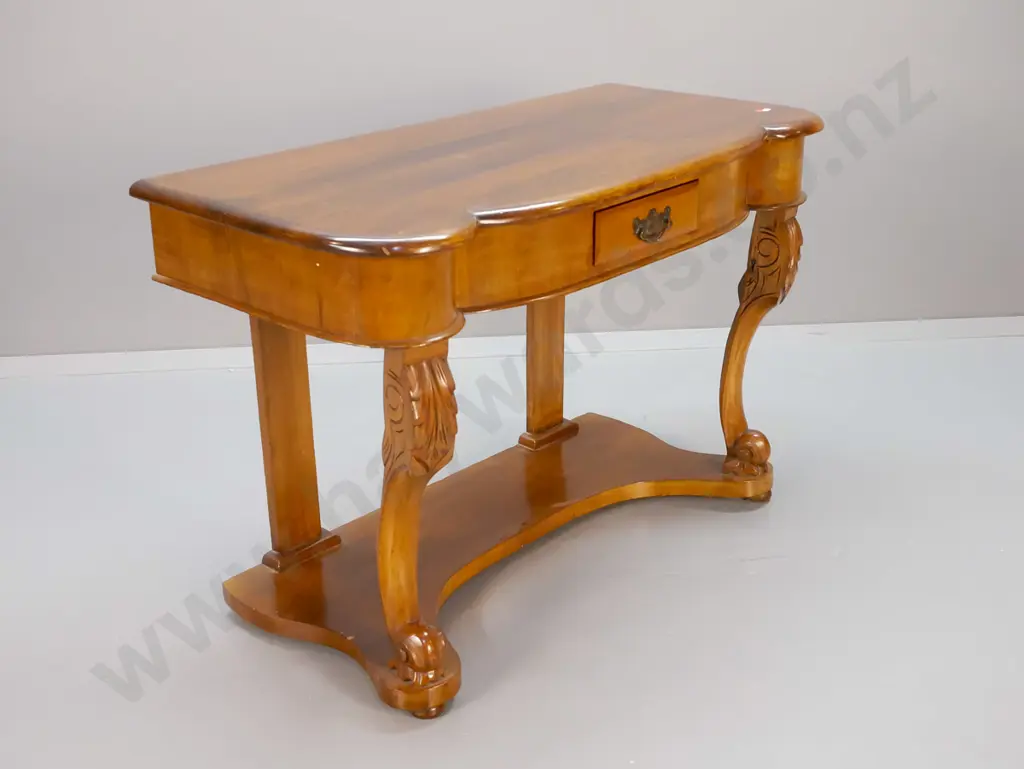 Victorian mahogany hall table with carved front legs, drawer w/ drop handle H-700 W-1080 D-490 Image 1++