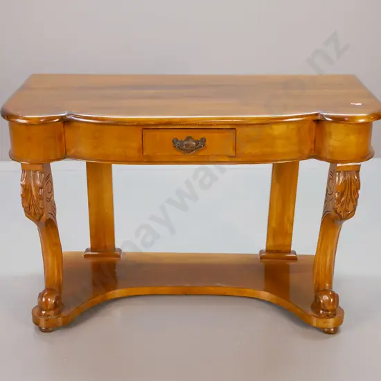 Victorian mahogany hall table with carved front legs, drawer w/ drop handle H-700 W-1080 D-490