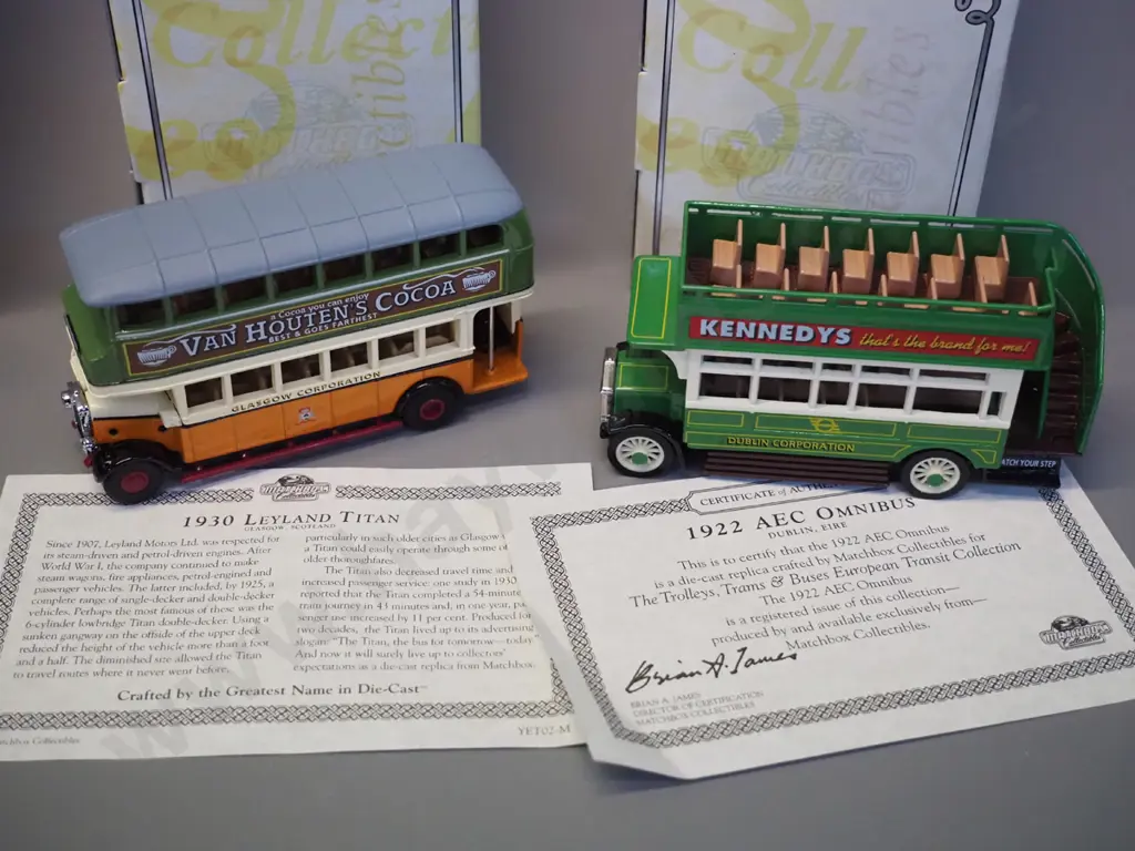 4 Matchbox Collectibles die-cast vehicles w/original boxes - 3 buses and a tram Image 1++