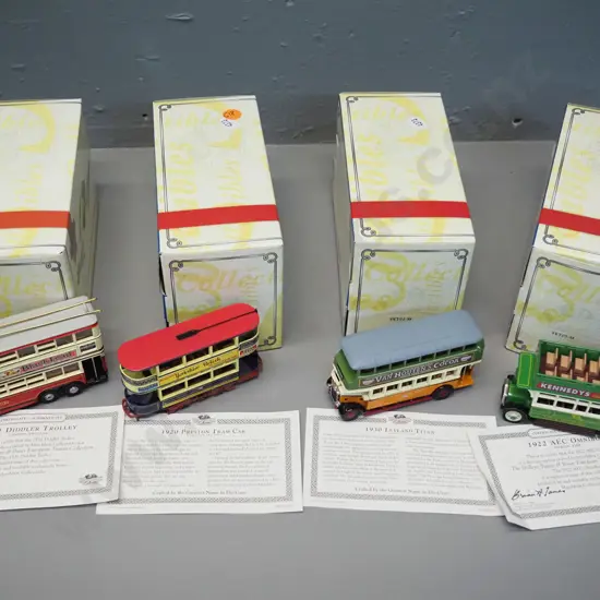 4 Matchbox Collectibles die-cast vehicles w/original boxes - 3 buses and a tram
