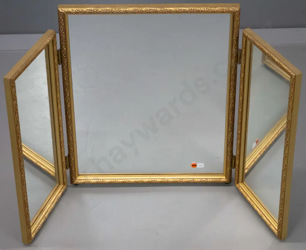gilt framed folding dressing table mirror H-490 W-760 Image 1++