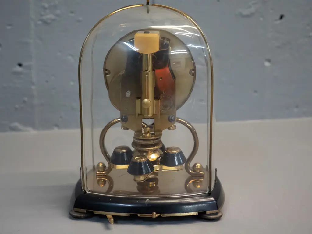 Schatz German anniversary clock - brass and painted metal with plastic and brass dome H-180 W-225 Image 1++