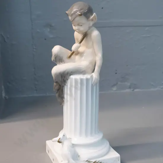 Royal Copenhagen figurine - Pan on classical pillar H-220