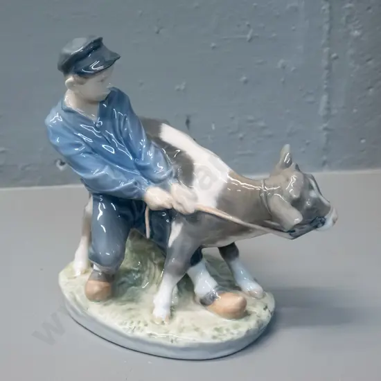 Royal Copenhagen figurine - boy with calf - H-190 W-180