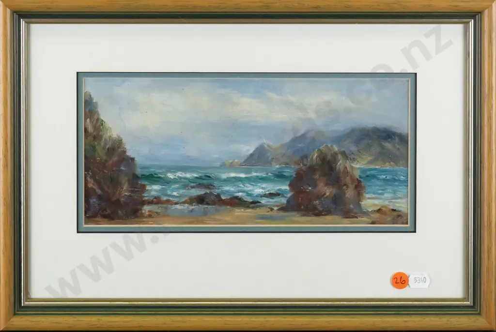 framed oil - coastal scene H-120 W-270 Image 1++