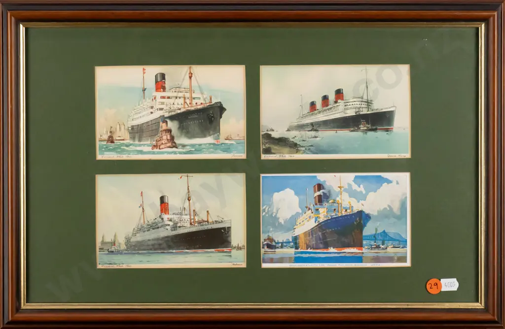 framed vintage cruise liner postcards H-180 W-280 Image 1++