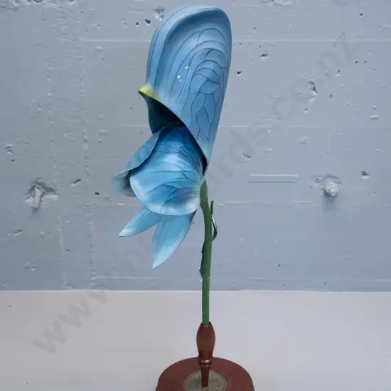 vintage Robert Brendel botanical model on separate wooden stand and base - No. 58 - aconitum / monkshood. Minor wear &