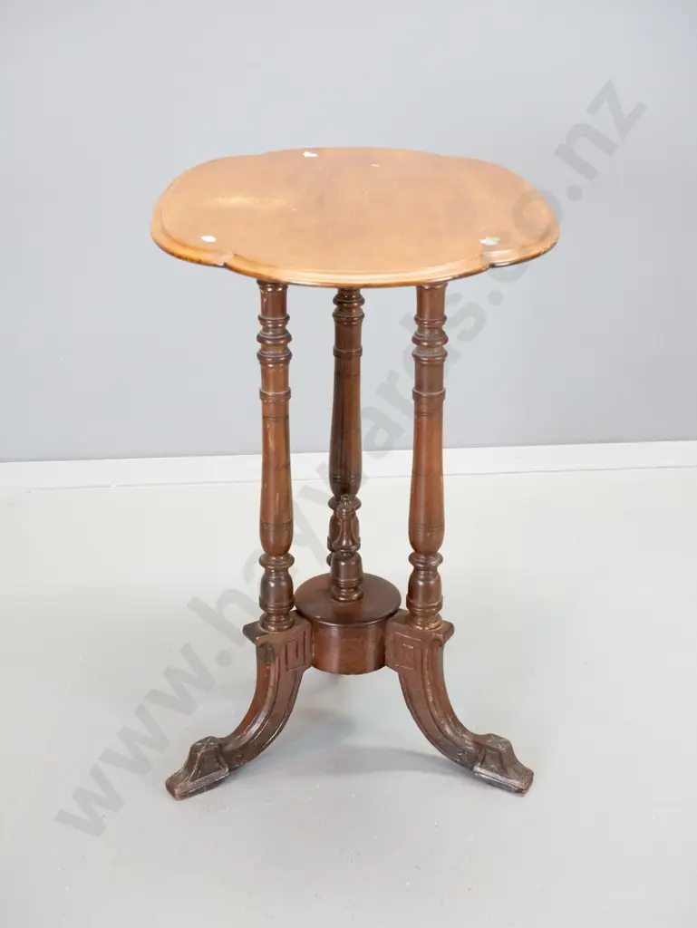 antique mahogany oval occasional table with carved column base - polish on top needs attention H700 L650 W440 Image 1++