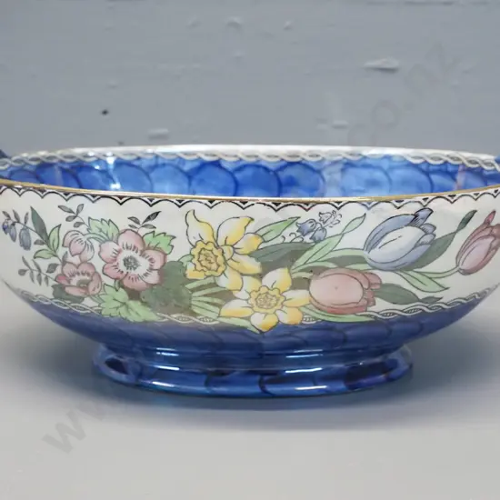 Maling blue thumbprint Springtime oval bowl H80 L250 W180