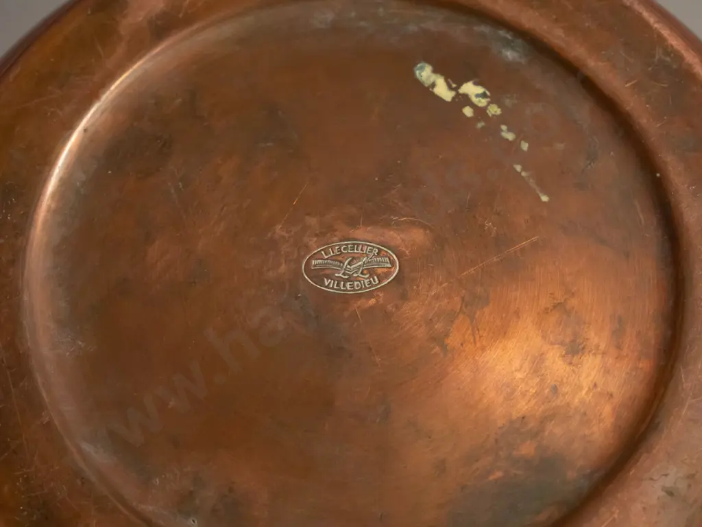 vintage French copper jardiniere marked Lecellier Villedieu H-180 D-240 Image 1++
